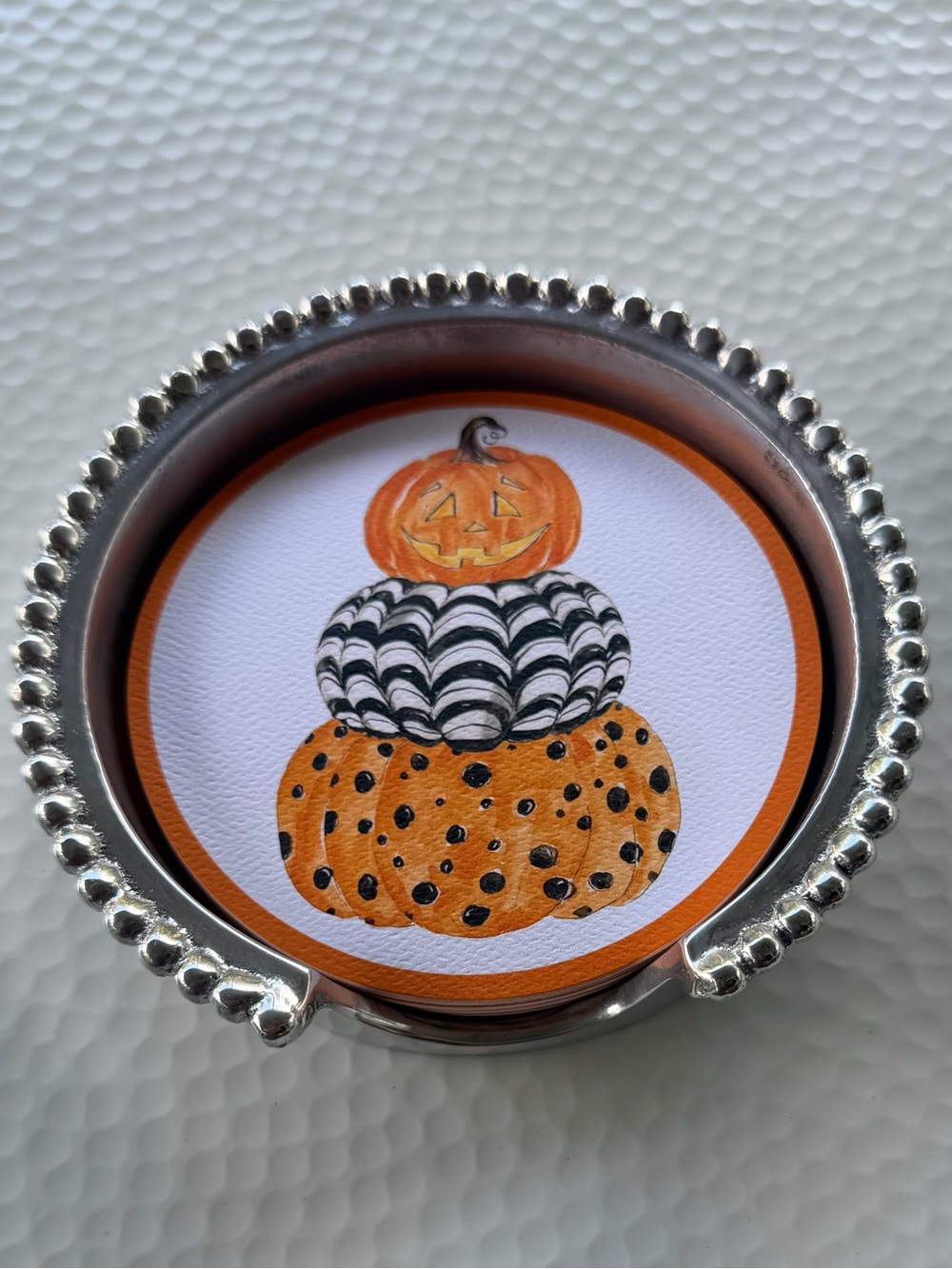 Mariposa Beaded Coaster Holder + 25 Halloween Coasters